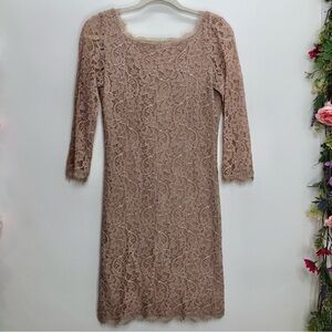 Diane von Furstenberg dusty pink lace 3/4 sleeve dress